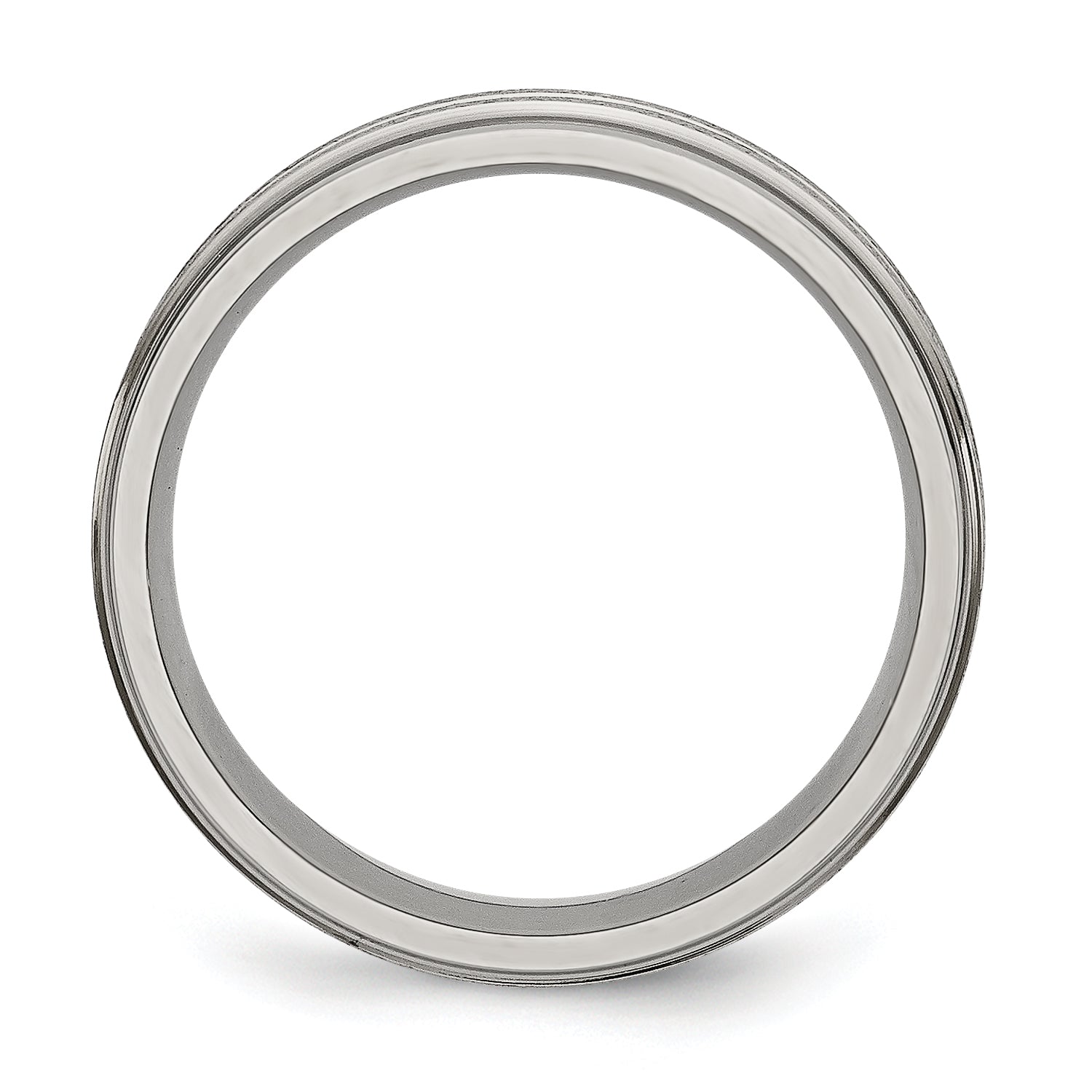 Titanium Grooved Ridged Edge 6mm Satin and Polished Band Secondary image