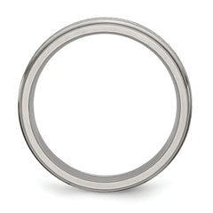 Titanium Grooved Ridged Edge 6mm Satin and Polished Band
