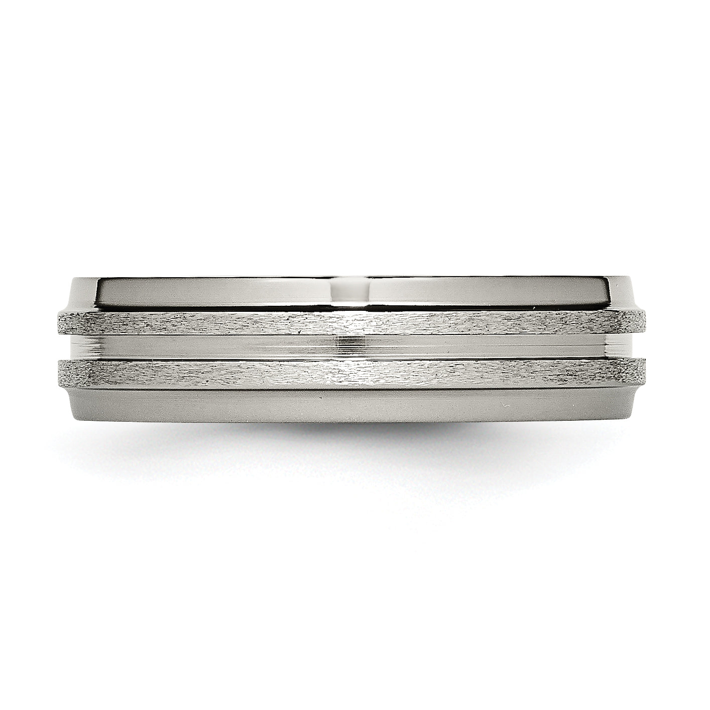Titanium Grooved Ridged Edge 6mm Satin and Polished Band Secondary image
