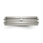 Titanium Grooved Ridged Edge 6mm Satin and Polished Band