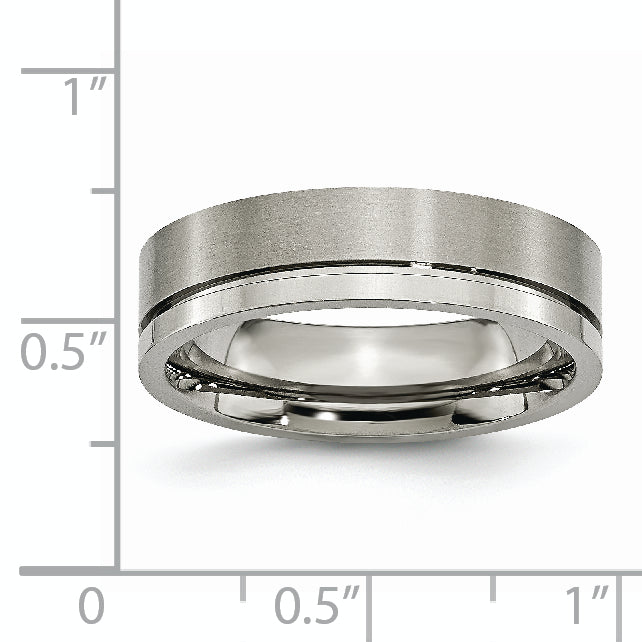 Chisel Titanium Brushed and Polished 6mm Grooved Band