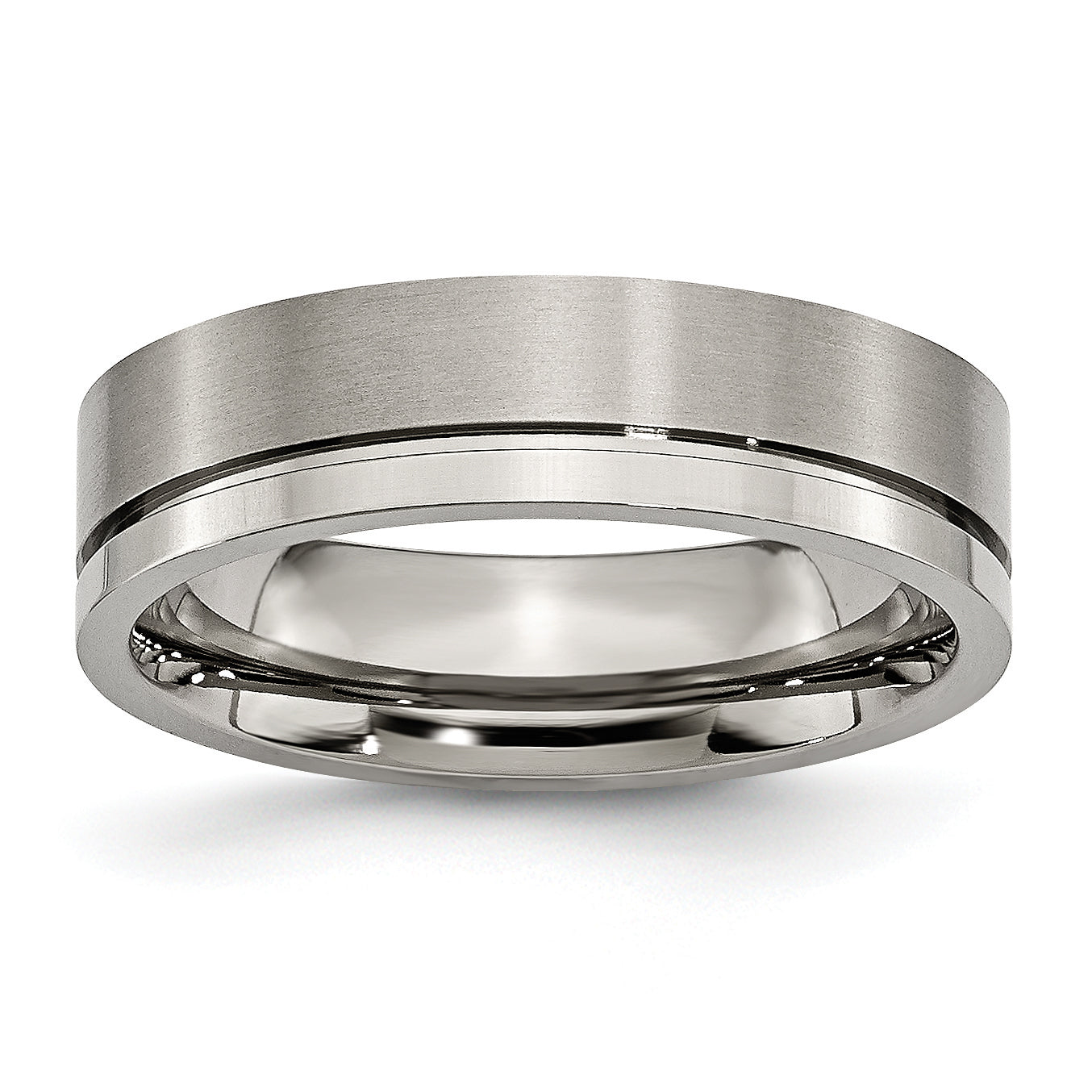 Chisel Titanium Brushed and Polished 6mm Grooved Band Main image