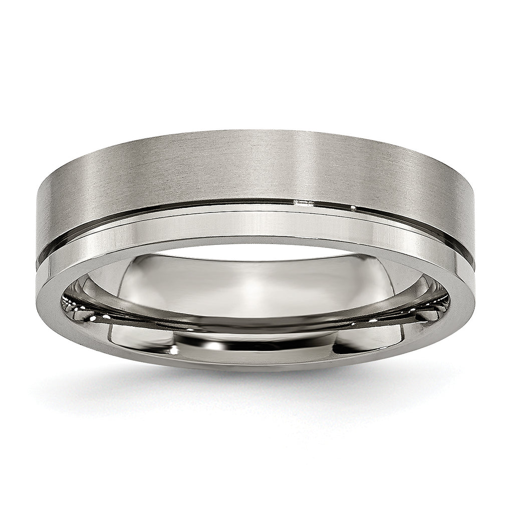 Chisel Titanium Brushed and Polished 6mm Grooved Band