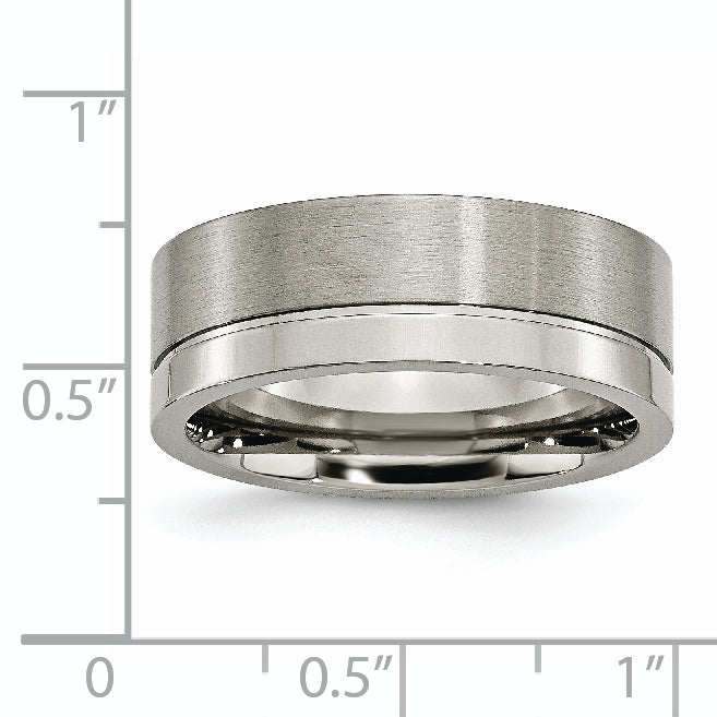 Titanium Grooved 8mm Brushed and Polished Band