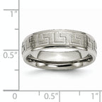 Titanium Ridged Edge Greek Key Design 6mm Satin/Polished Band