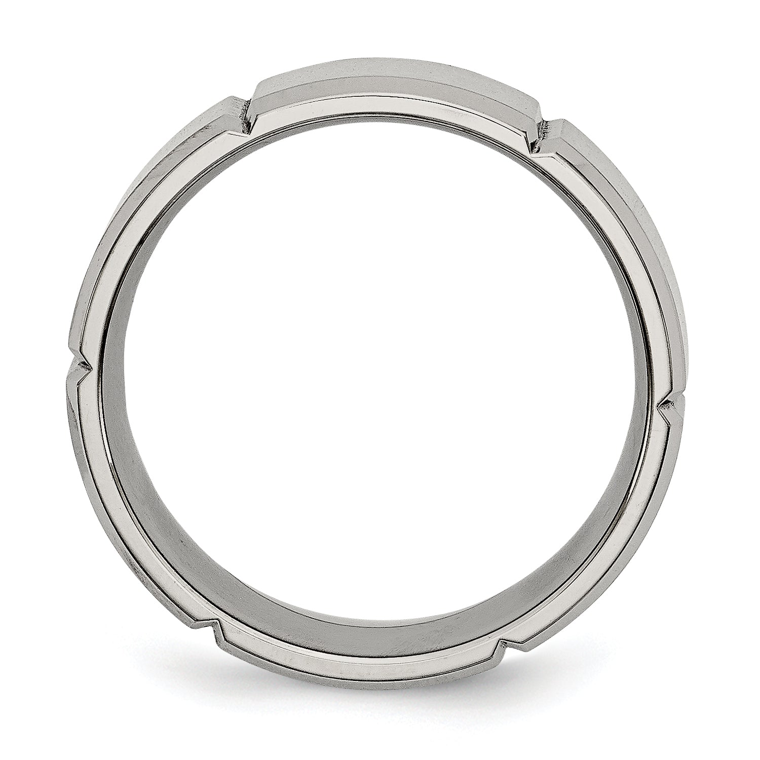 Chisel Titanium Brushed and Polished 8mm Grooved Beveled Edge Band Secondary image