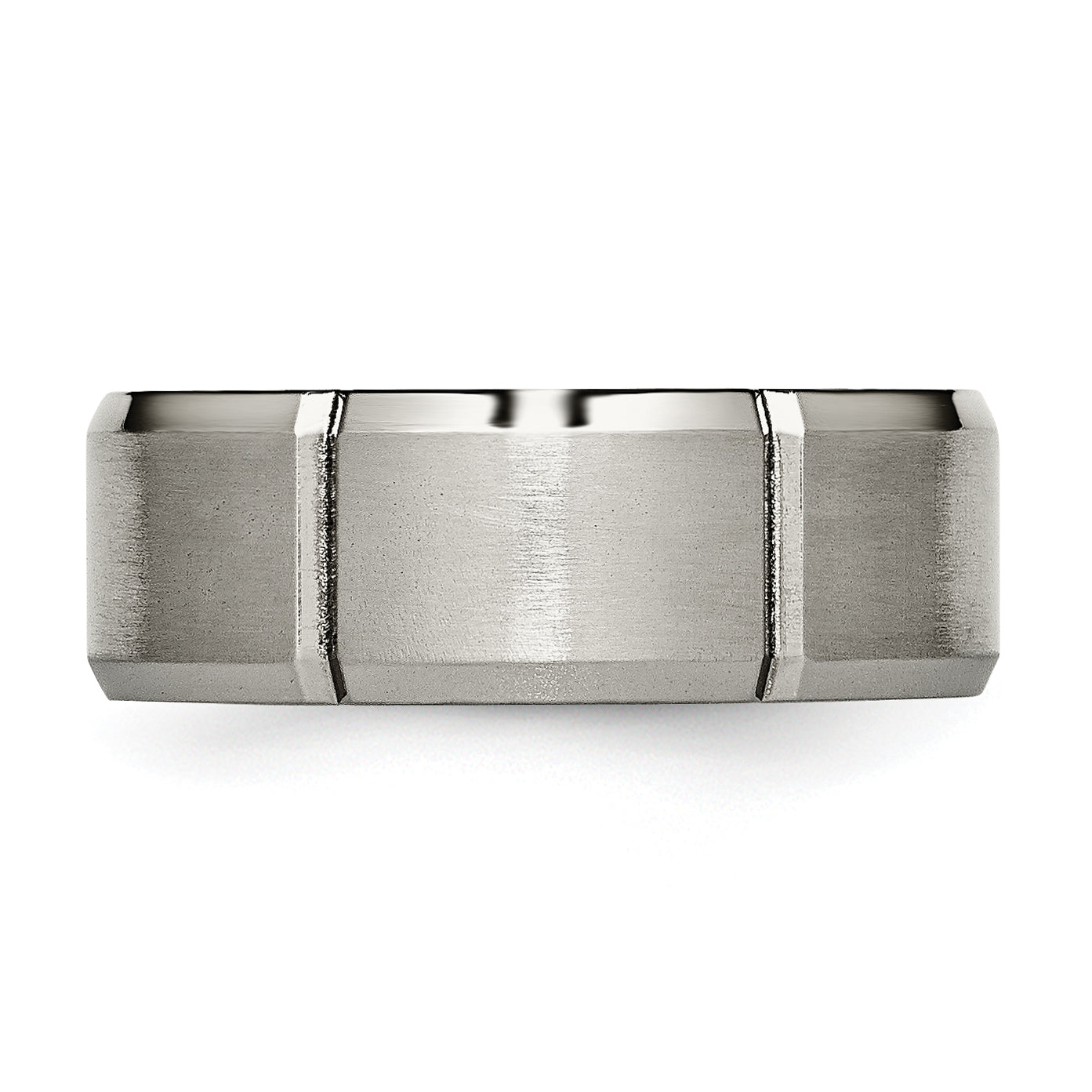 Chisel Titanium Brushed and Polished 8mm Grooved Beveled Edge Band