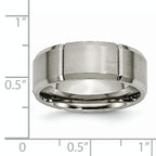 Chisel Titanium Brushed and Polished 8mm Grooved Beveled Edge Band