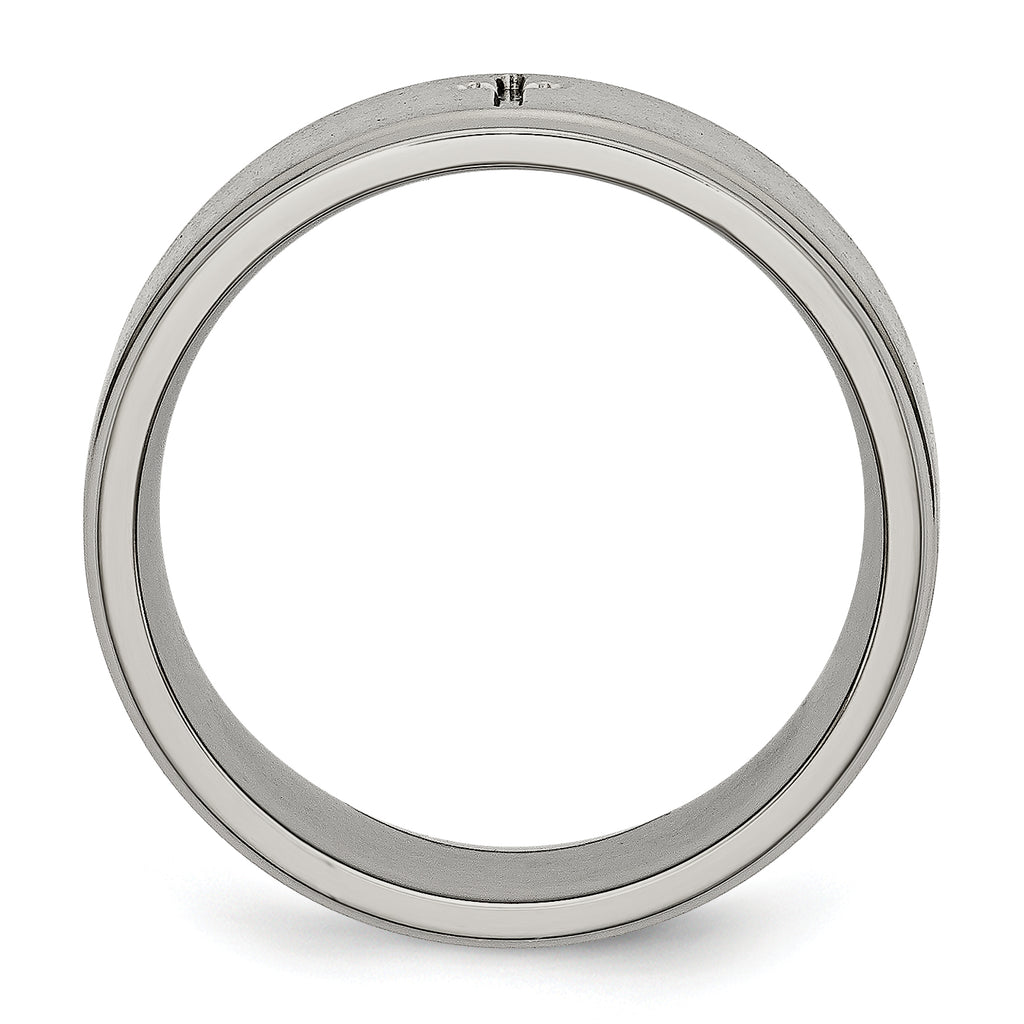 Chisel Titanium Brushed Center Cross 8mm Ridged Edge Band