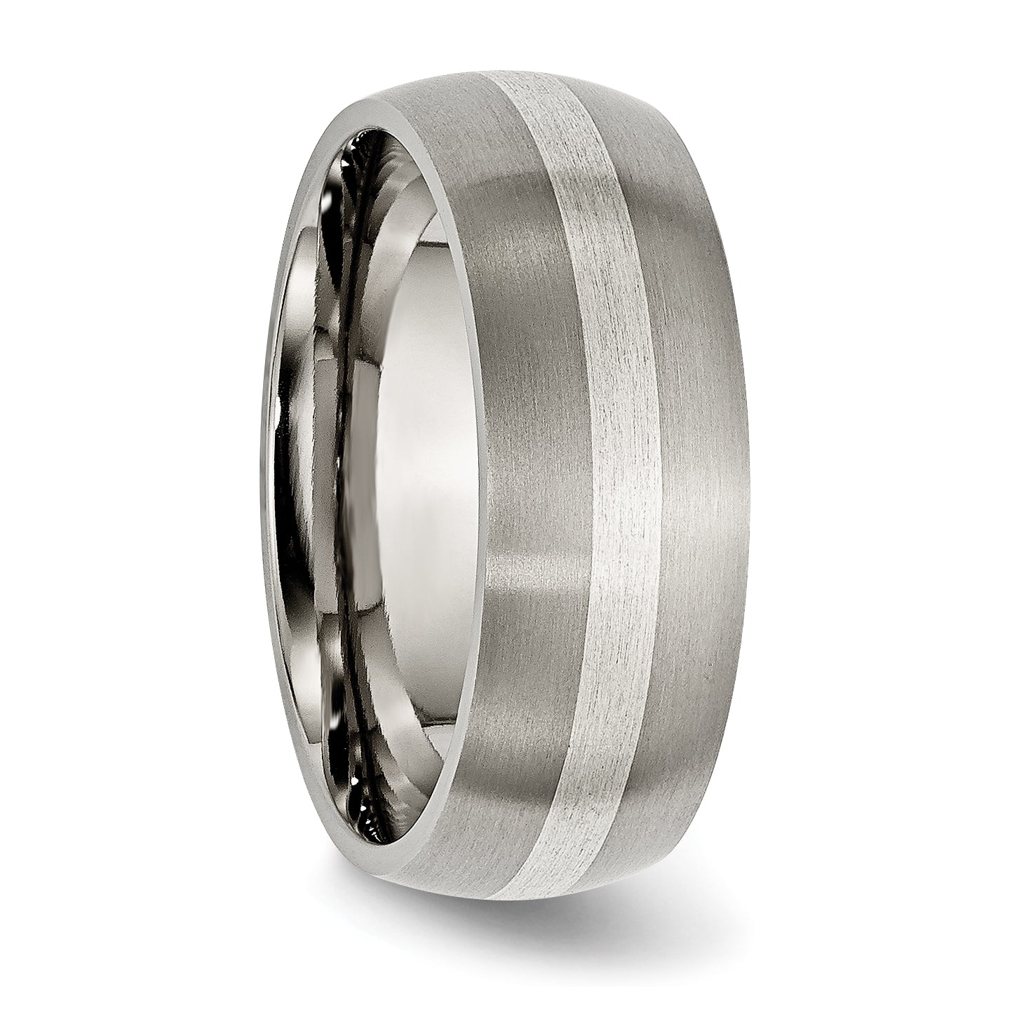 Chisel Titanium Brushed with Sterling Silver Inlay 8mm Band Secondary image