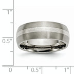 Chisel Titanium Brushed with Sterling Silver Inlay 8mm Band