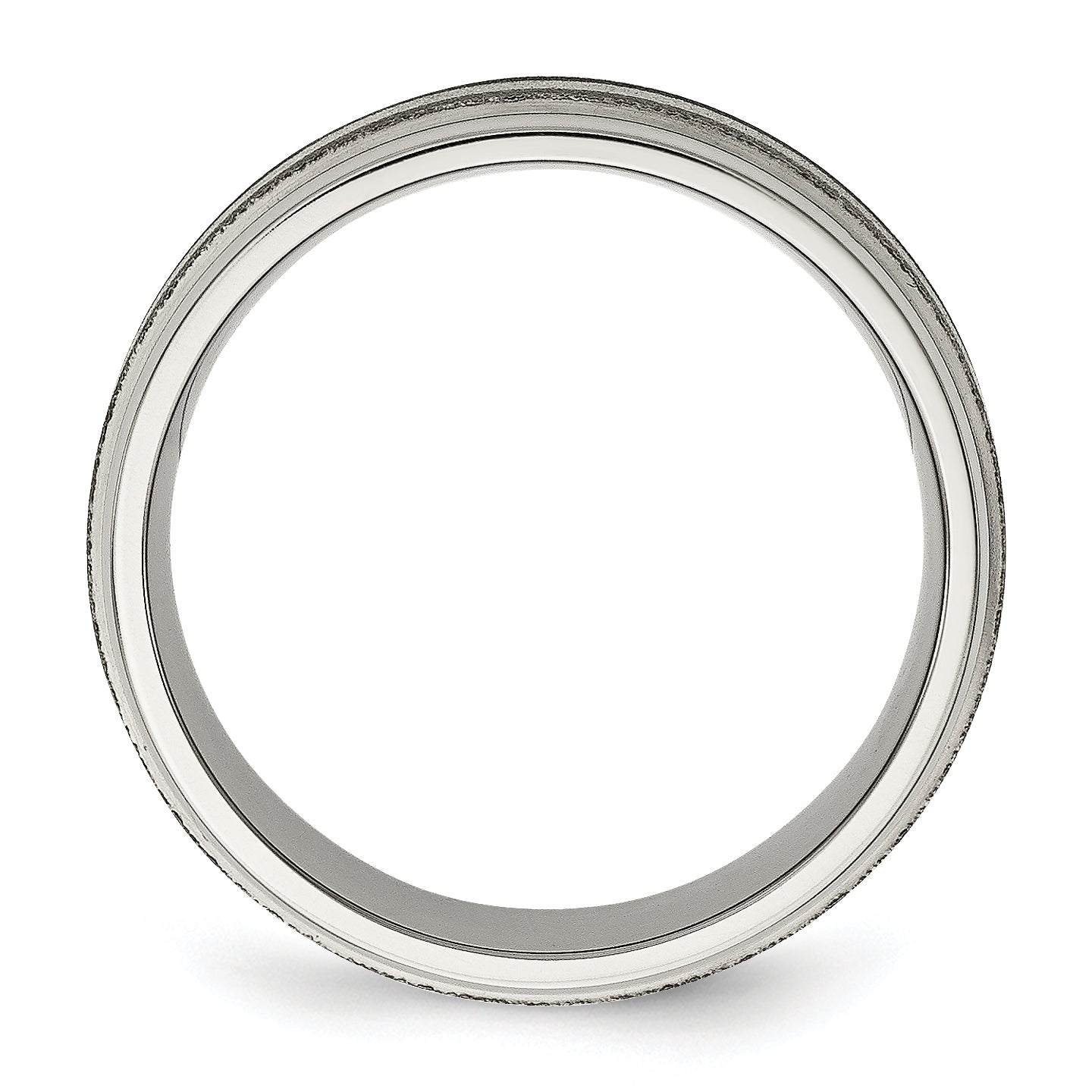 Chisel Titanium Polished with Sterling Silver Inlay Stone Finish Center Grooved Band Secondary image