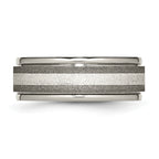 Chisel Titanium Polished with Sterling Silver Inlay Stone Finish Center Grooved Band