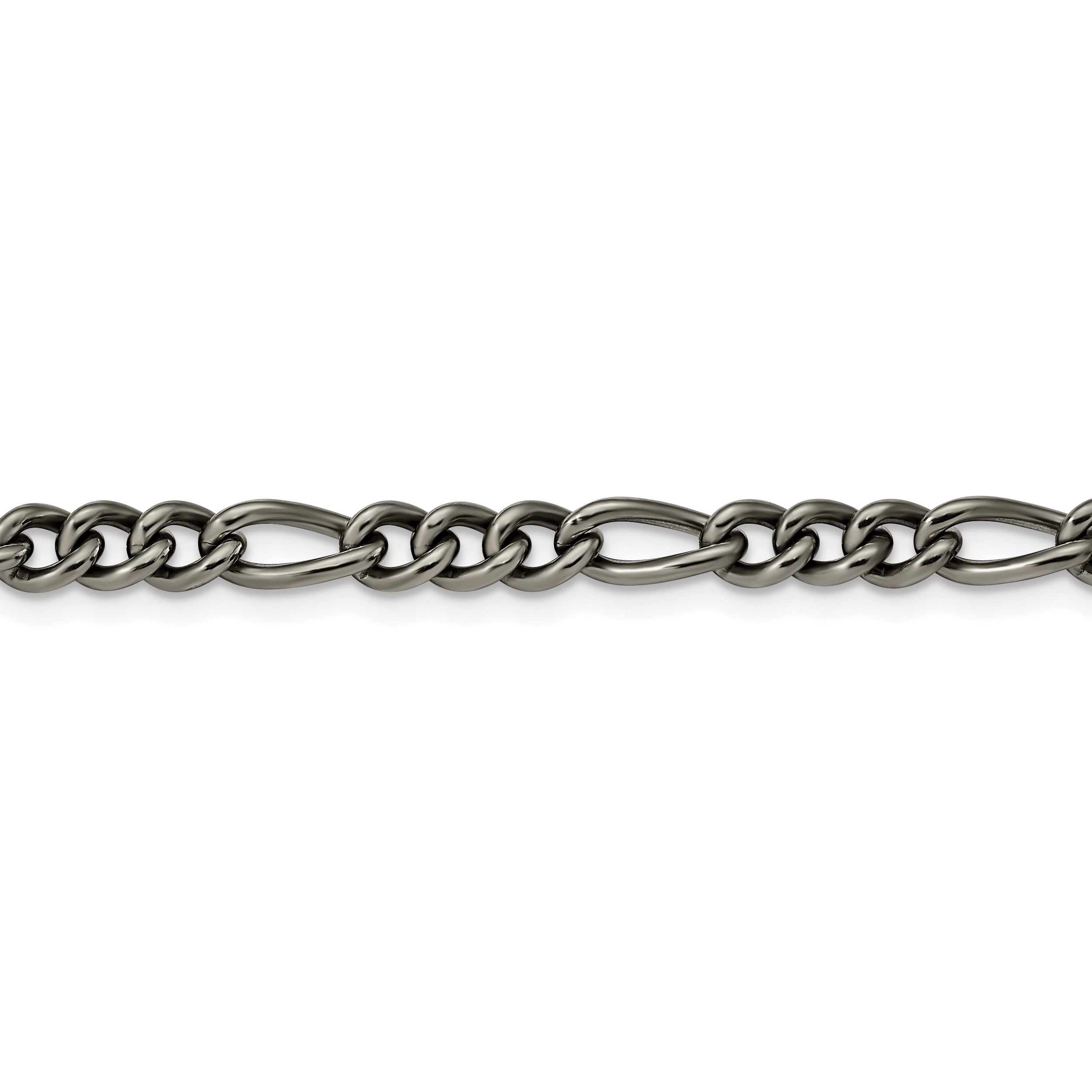Titanium Polished 7mm Figaro Chain Bracelet for Men Secondary image