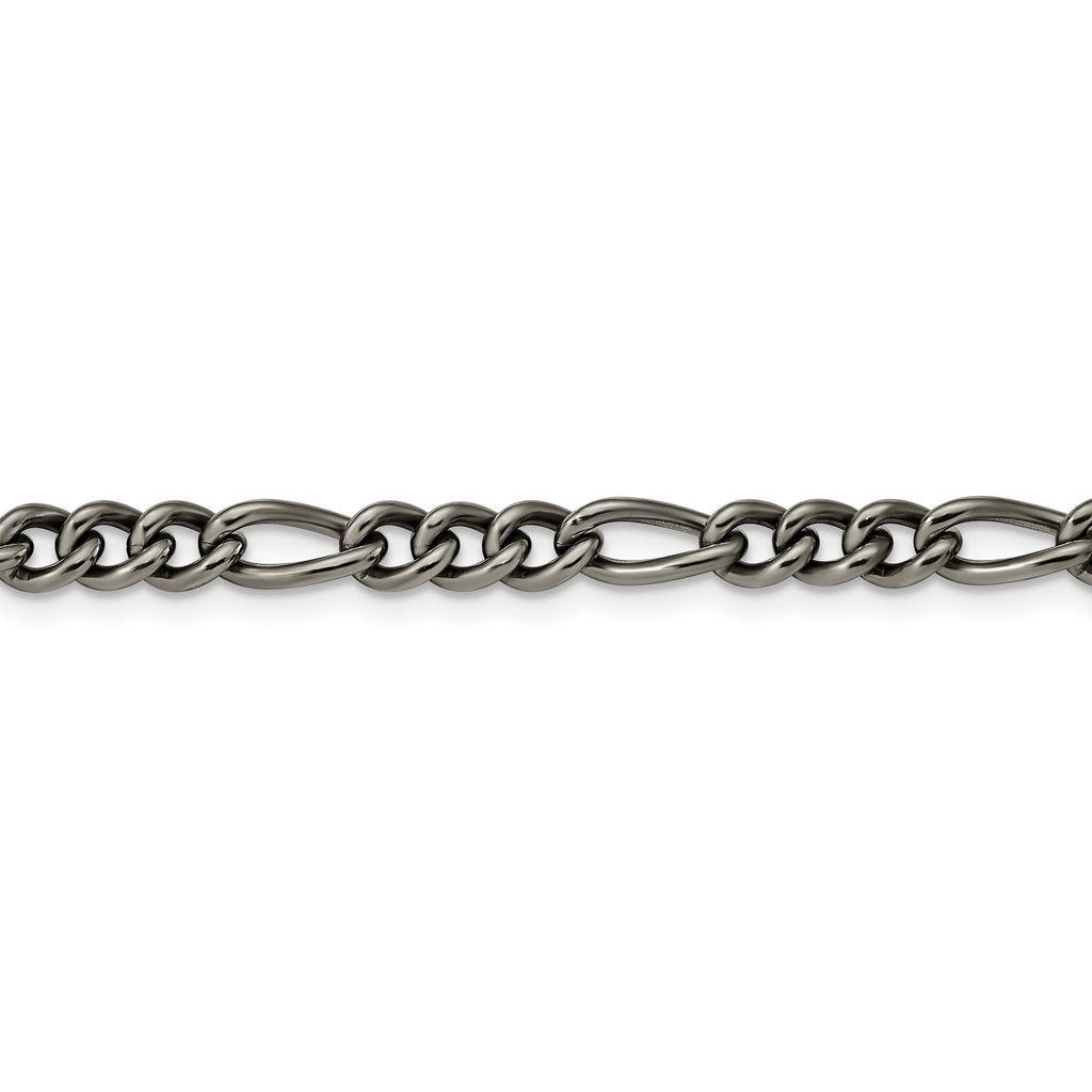 Titanium Polished 7mm Figaro Chain Bracelet for Men