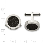 Chsisel Titanium Polished with Black Carbon Fiber Inlay Cufflinks for Men