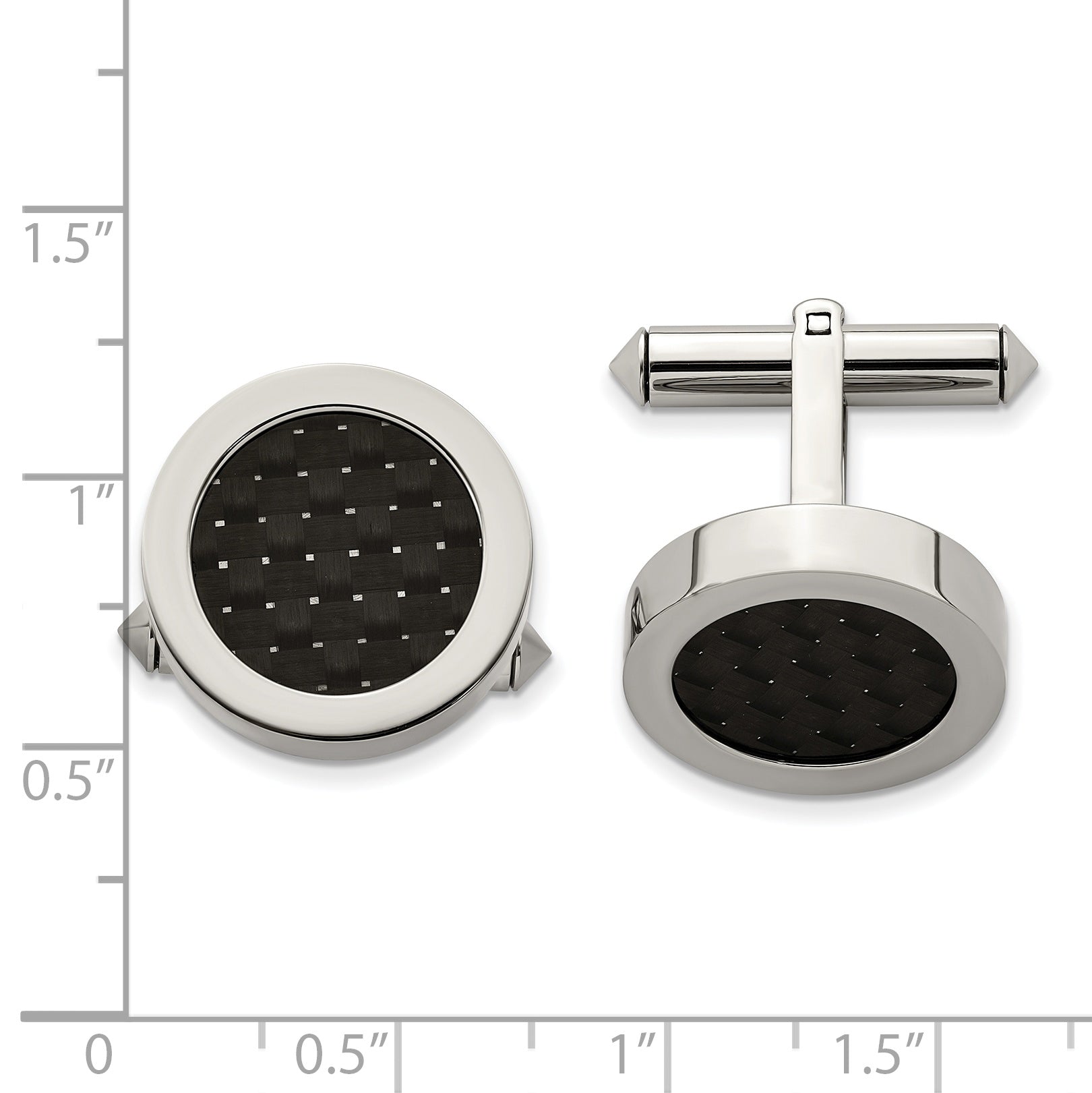 Chsisel Titanium Polished with Black Carbon Fiber Inlay Cufflinks for Men