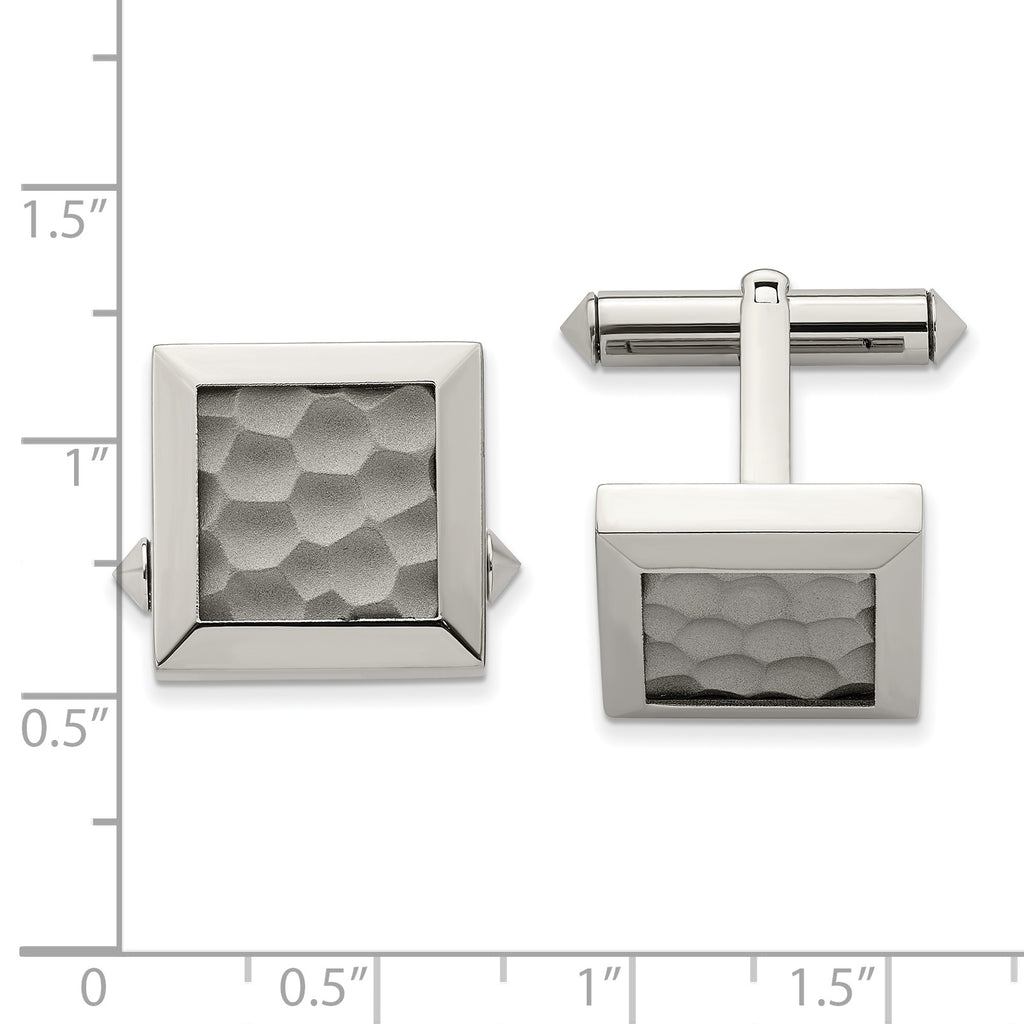 Titanium Polished and Hammered Cufflinks for Men