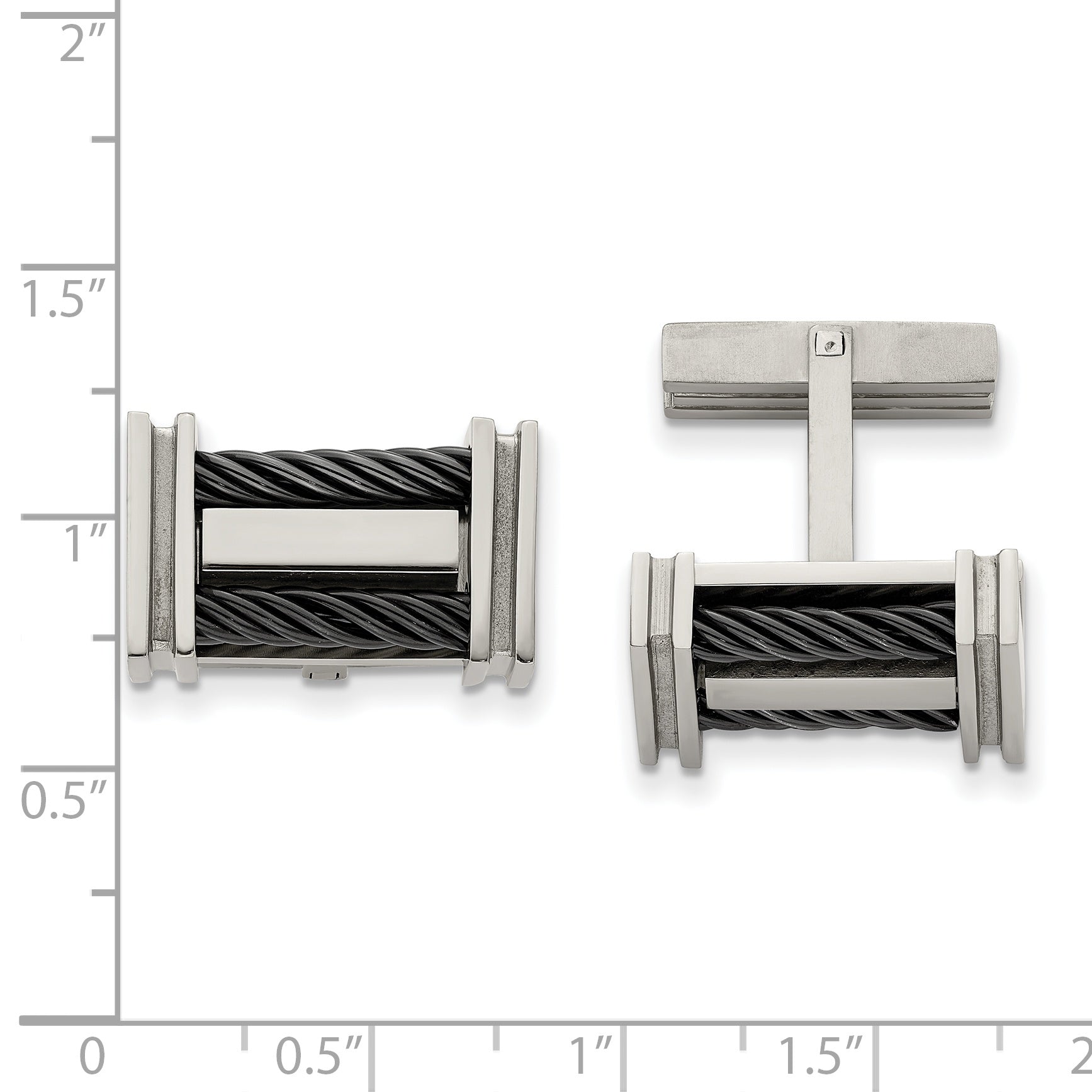 Titanium & Black IP-Plated Wire Cuff Links Secondary image