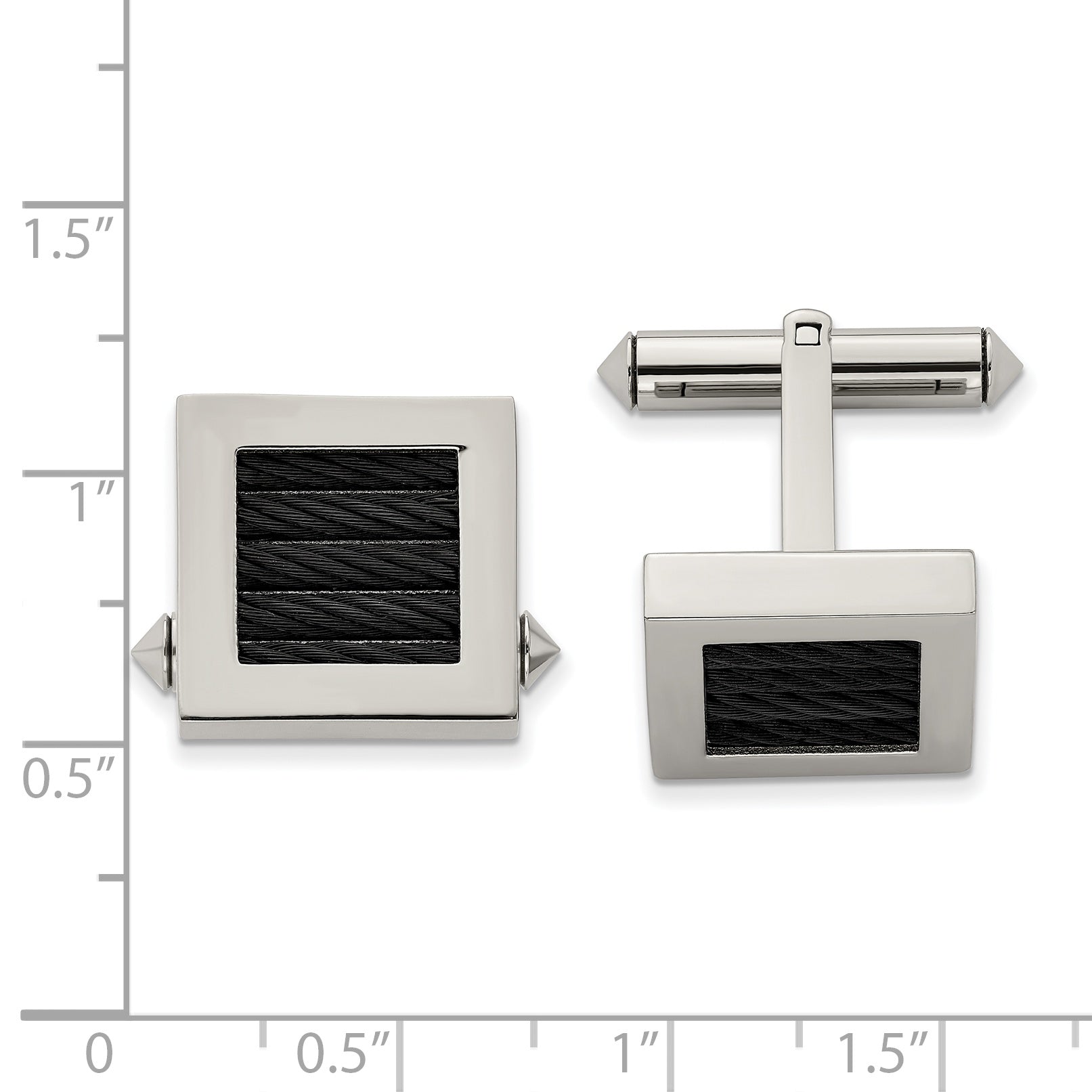 Polished Titanium Black IP-Plated Wire Cuff Links Secondary image