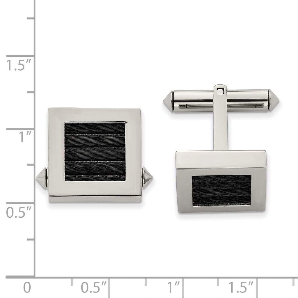 Titanium Polished Black IP-plated Wire Cufflinks for Men