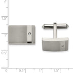 Titanium Brushed and Polished with Cubic Zirconia Cufflinks for Men