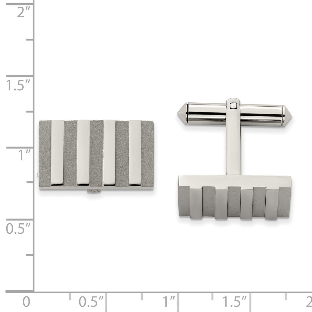 Titanium Brushed and Polished Stripes Cufflinks for Men