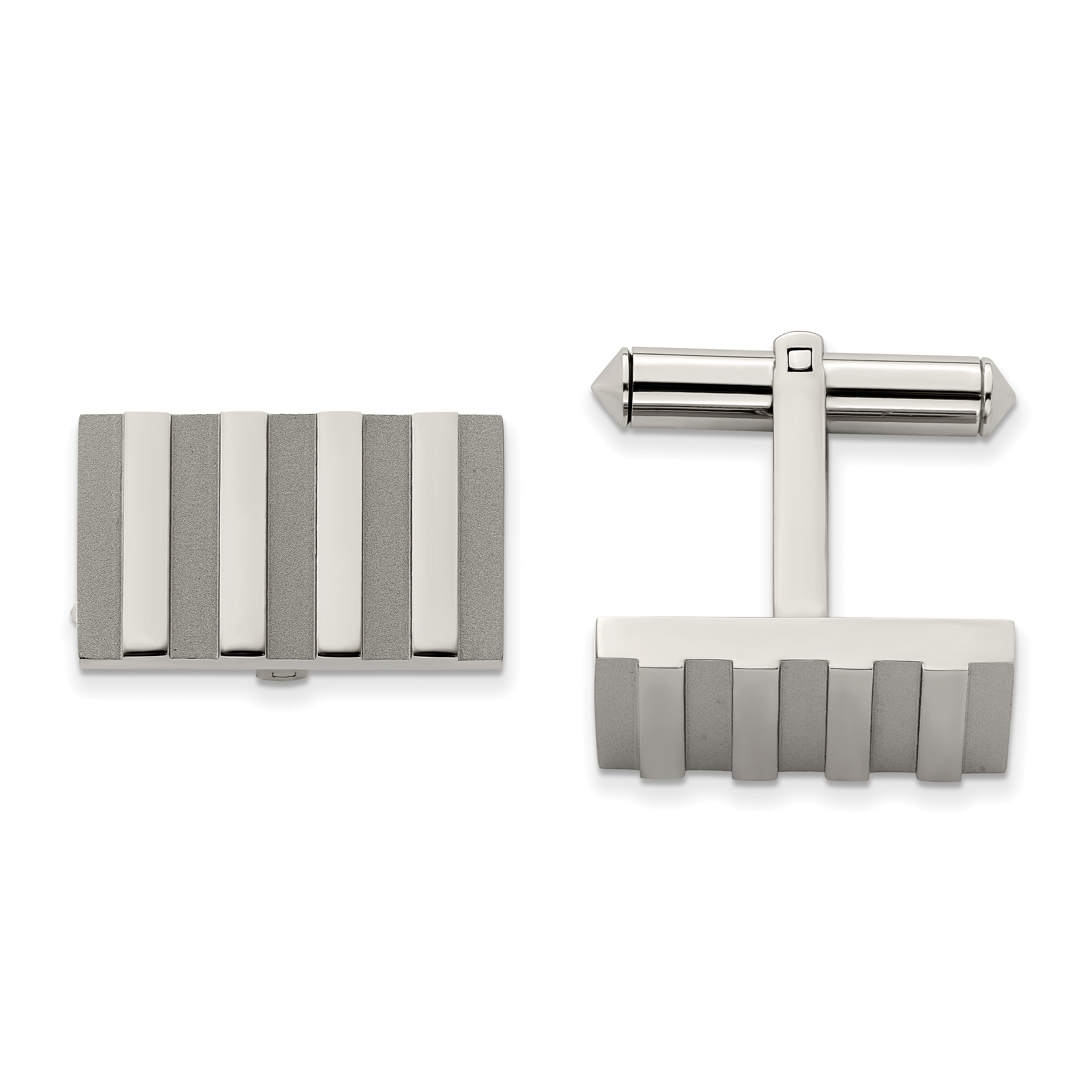Chisel Titanium Brushed and Polished Stripes Cufflinks