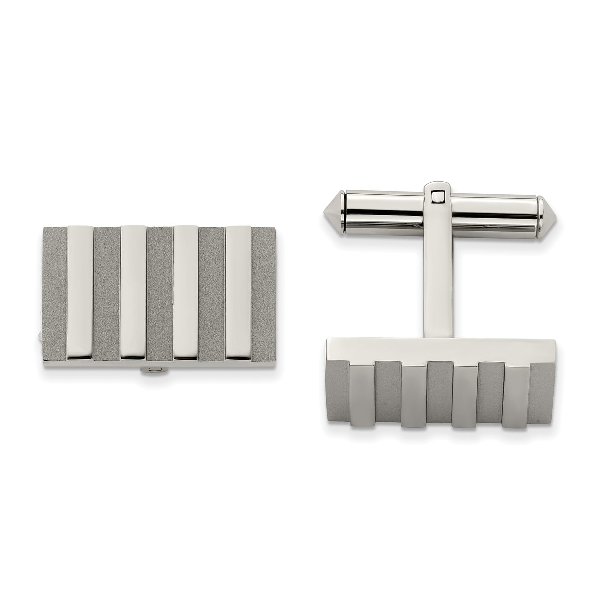 Chisel Titanium Brushed and Polished Stripes Cufflinks