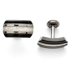 Titanium Black Ti/Sterling Silver Polished Cufflinks for Men