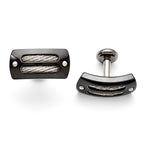 Titanium/Ster.Sil Black Ti Polished with Cable Inlay Cufflinks for Men