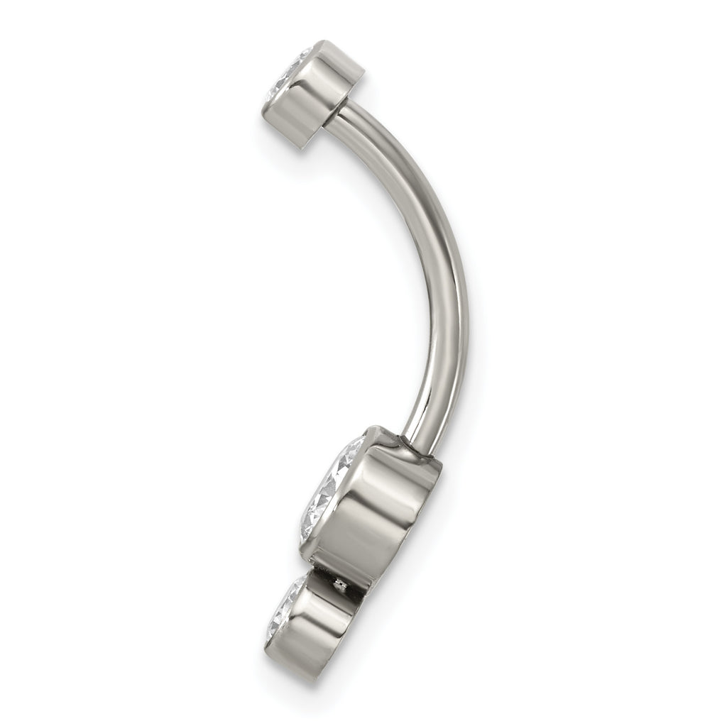 Polished Cubic Zirconia Titanium Navel Ring