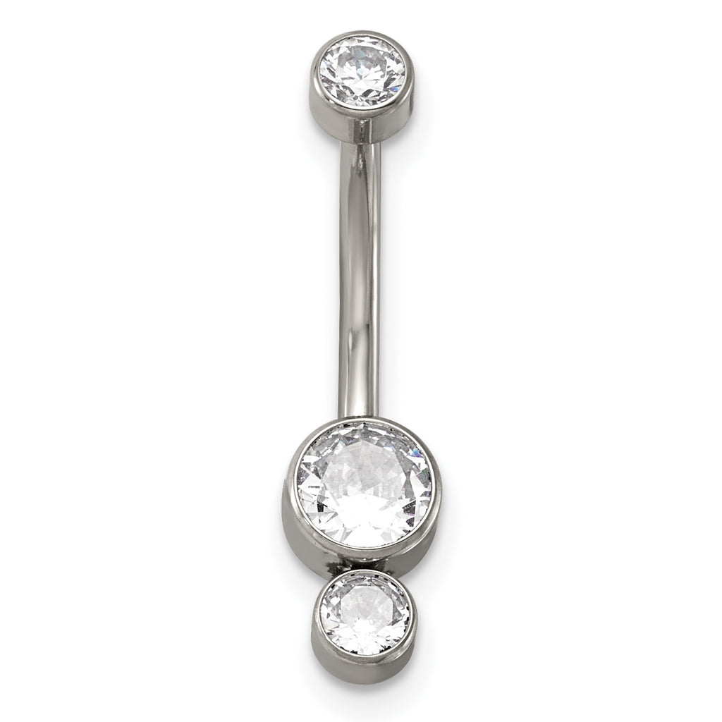 Polished Cubic Zirconia Titanium Navel Ring