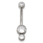 Polished Cubic Zirconia Titanium Navel Ring