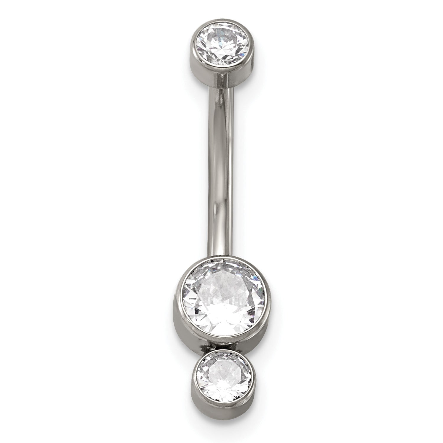 Polished Cubic Zirconia Titanium Navel Ring