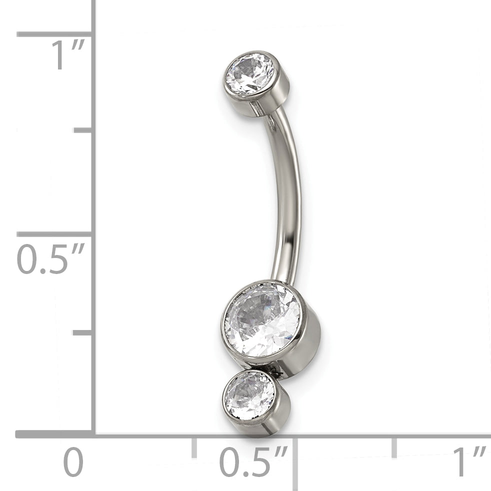 Polished Cubic Zirconia Titanium Navel Ring
