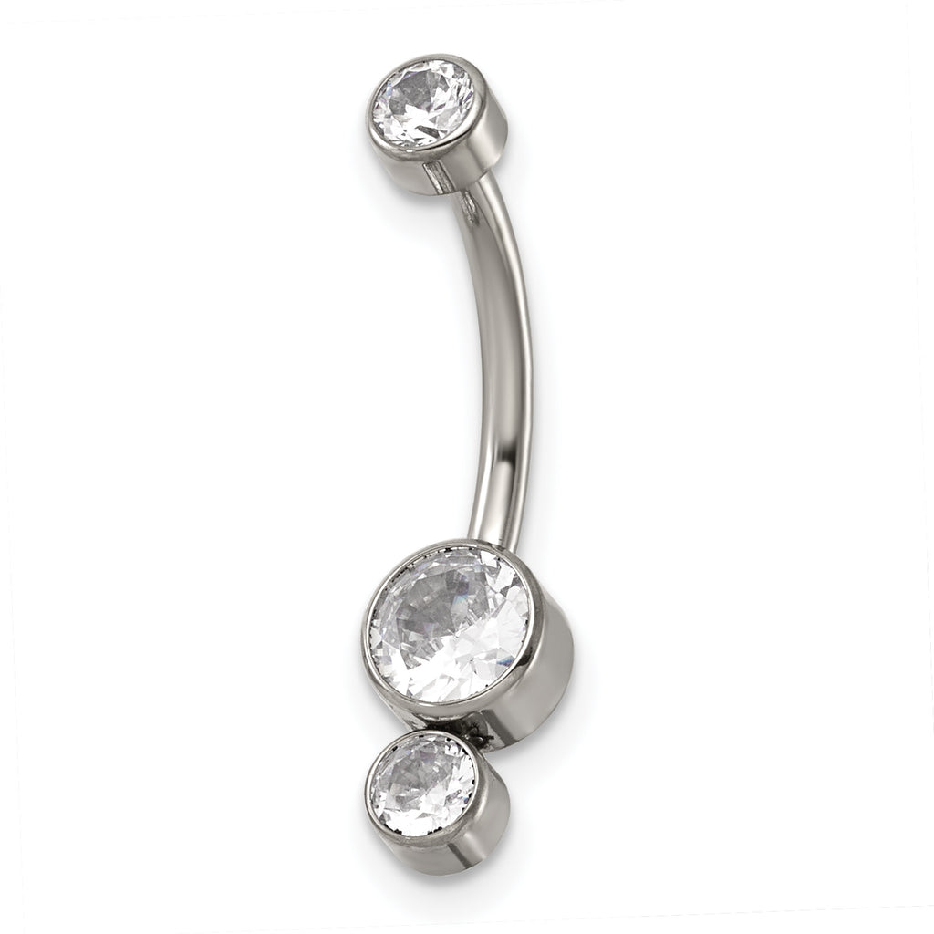 Polished Cubic Zirconia Titanium Navel Ring