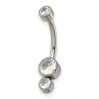Polished Cubic Zirconia Titanium Navel Ring