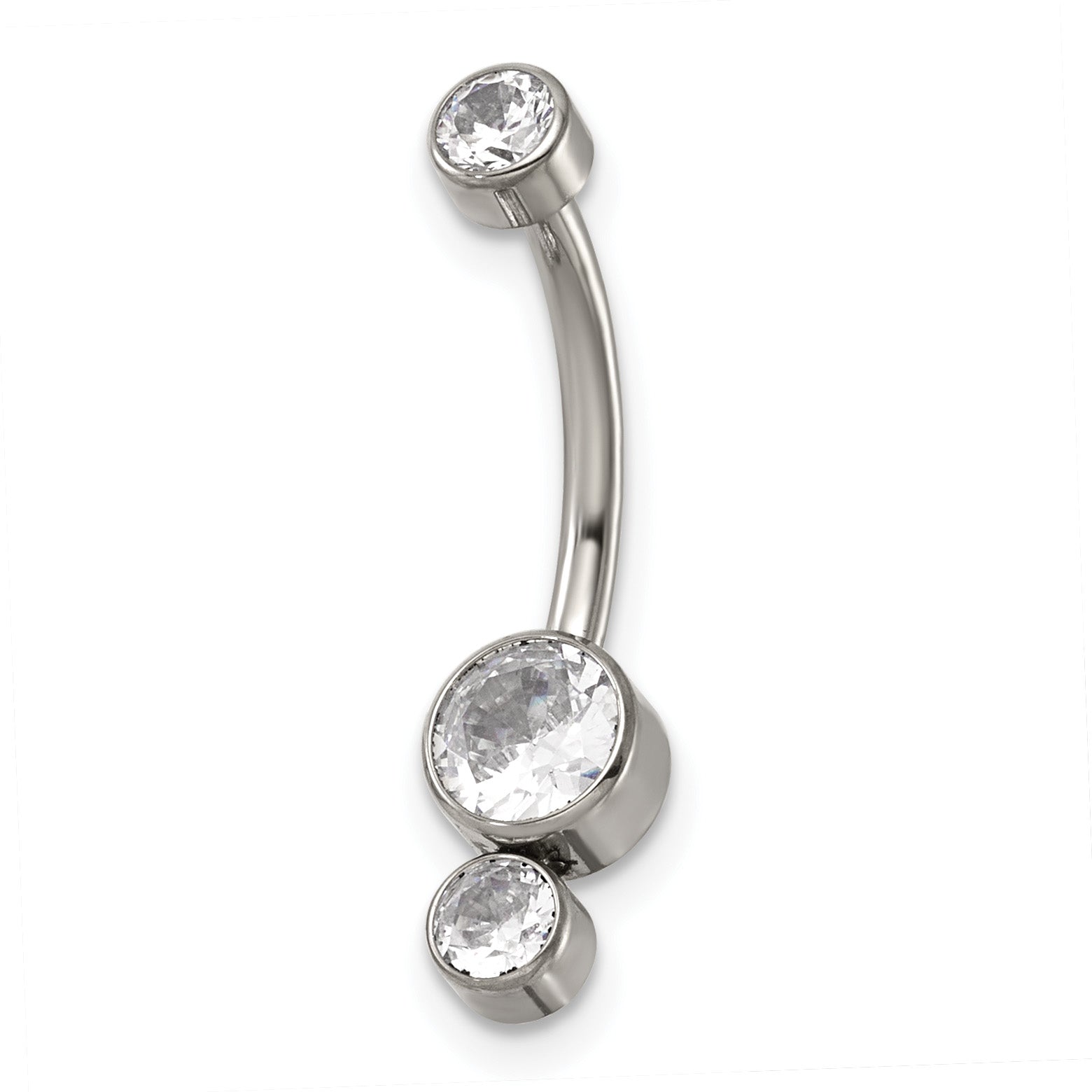 Polished Cubic Zirconia Titanium Navel Ring