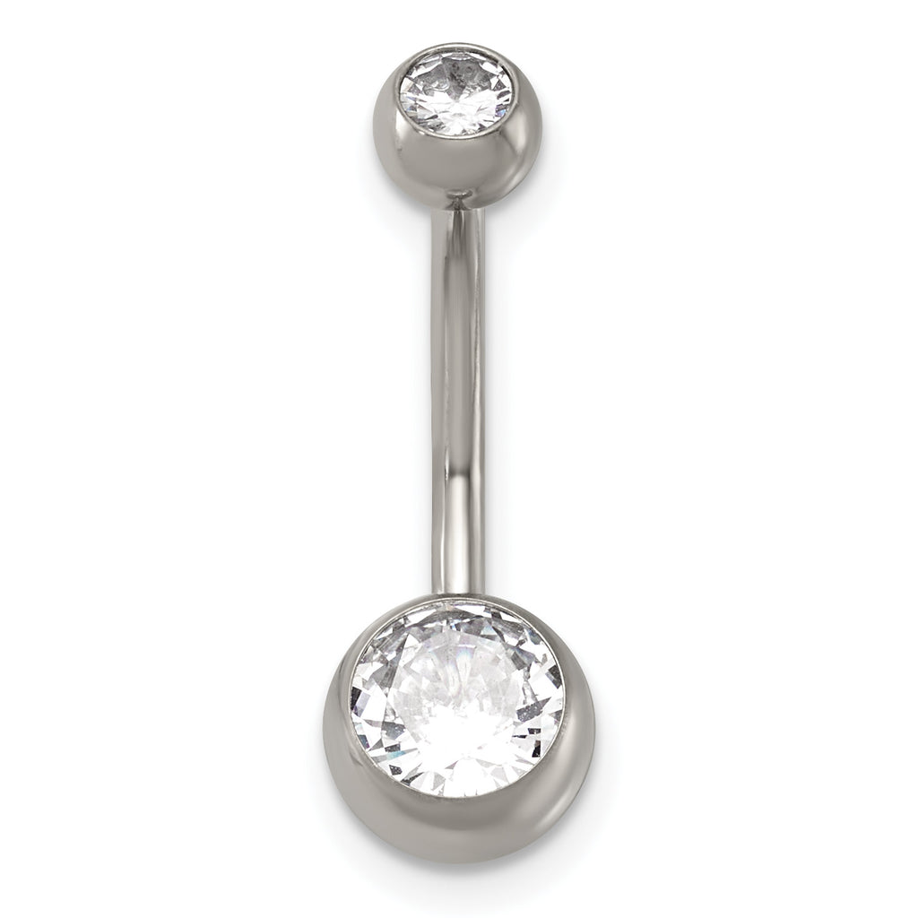 Polished Cubic Zirconia Titanium Navel Ring