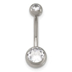 Polished Cubic Zirconia Titanium Navel Ring