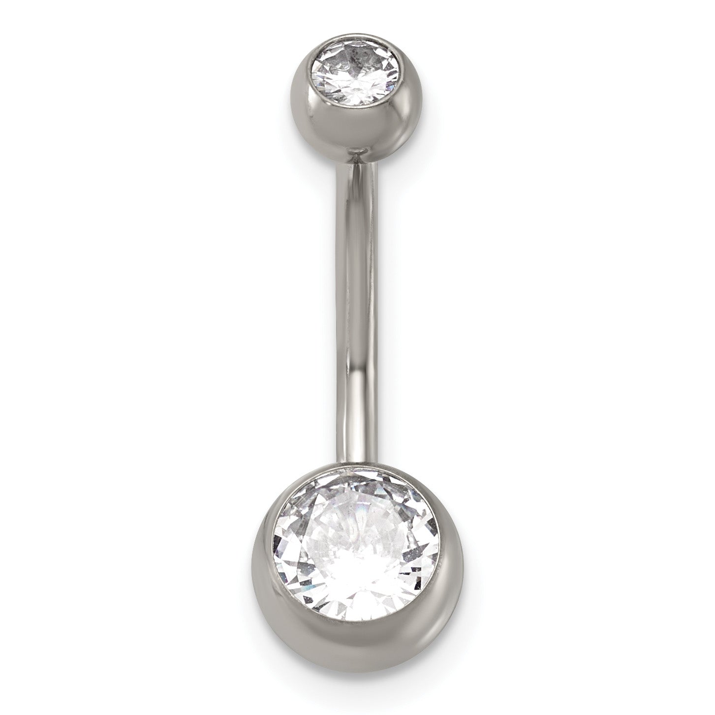 Polished Cubic Zirconia Titanium Navel Ring