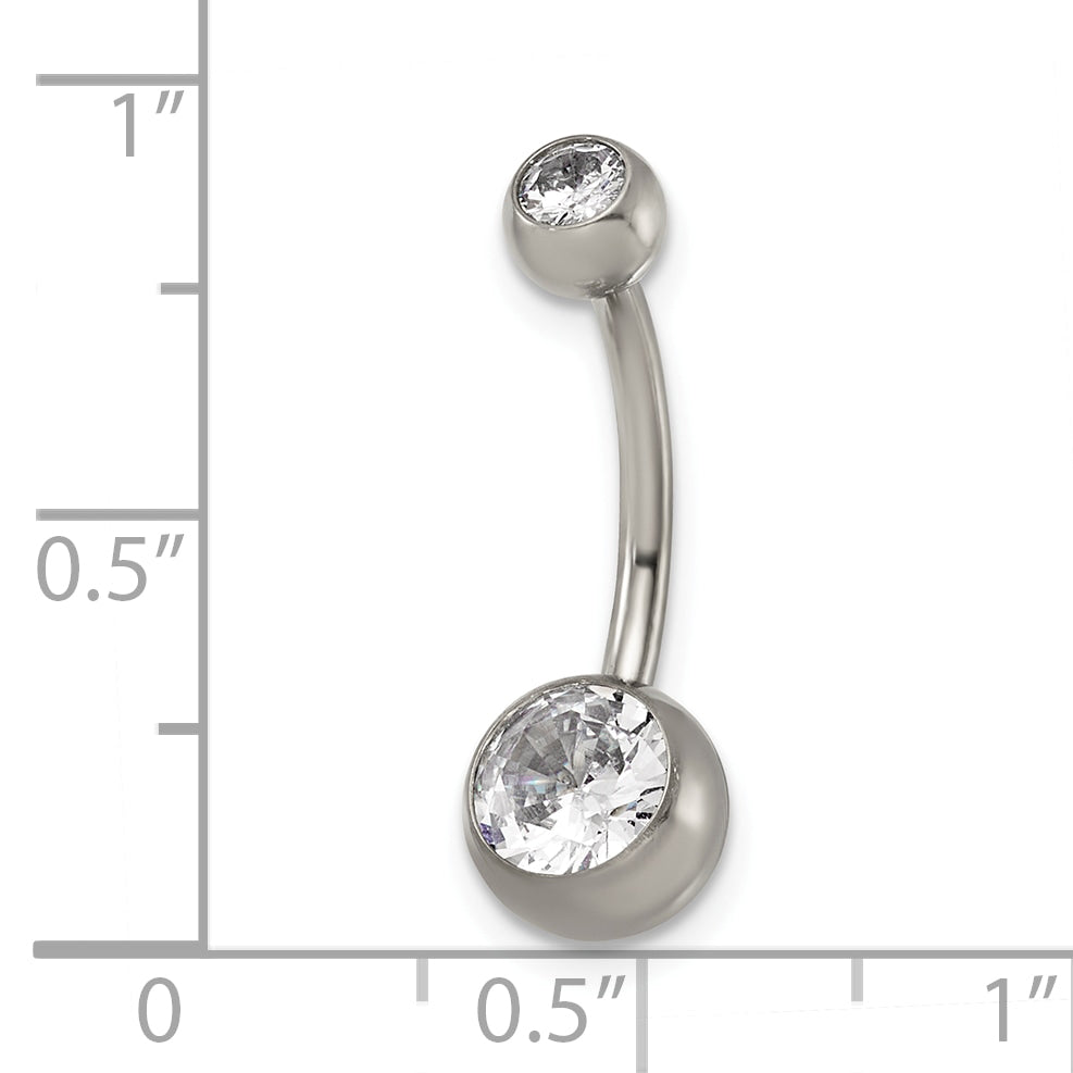 Polished Cubic Zirconia Titanium Navel Ring
