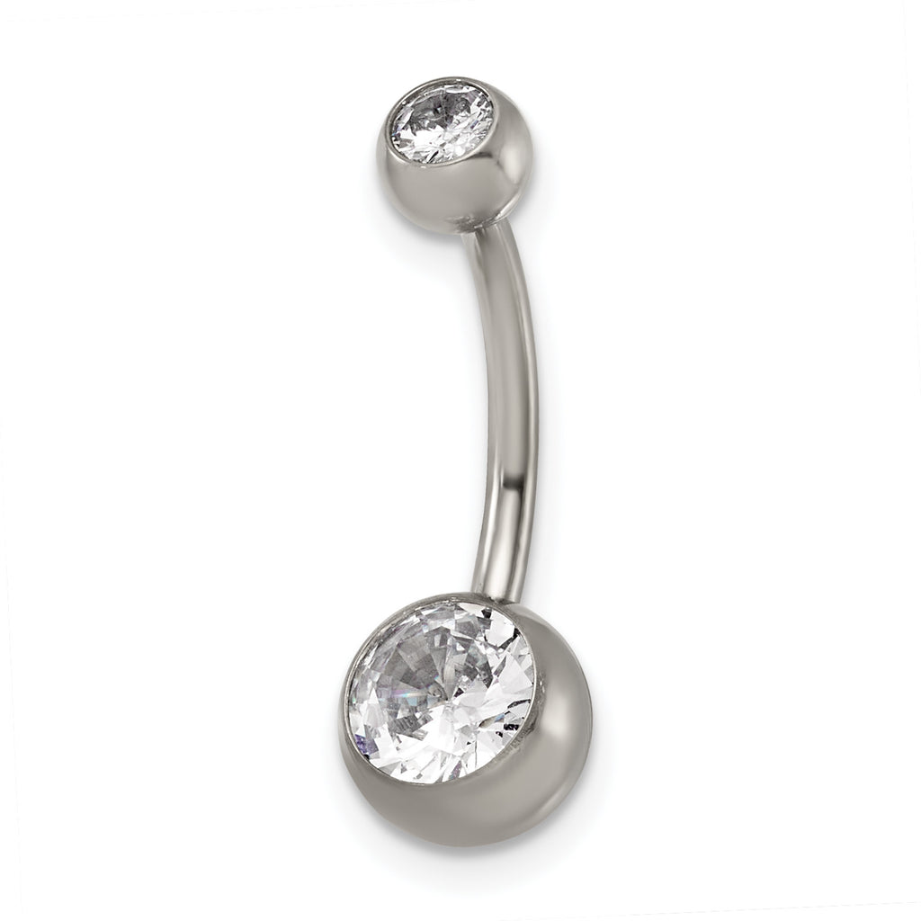 Polished Cubic Zirconia Titanium Navel Ring