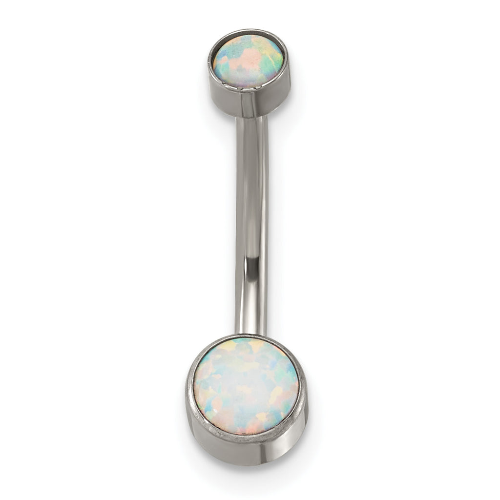 Polished Opal Titanium Navel Ring