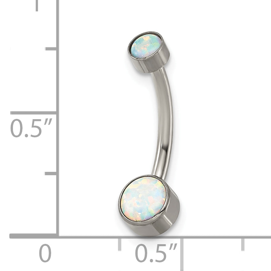 Polished Opal Titanium Navel Ring