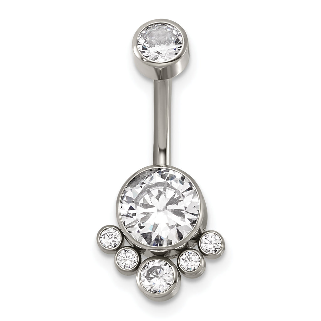 Polished Cubic Zirconia Titanium Navel Ring