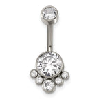 Polished Cubic Zirconia Titanium Navel Ring