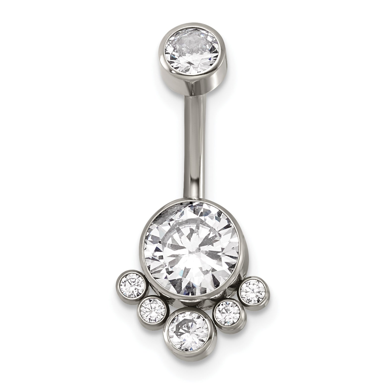 Polished Cubic Zirconia Titanium Navel Ring