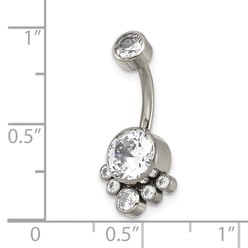 Polished Cubic Zirconia Titanium Navel Ring